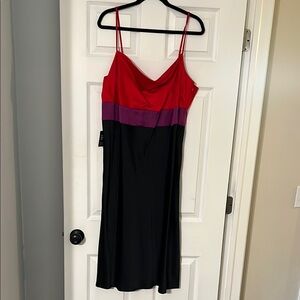 Express Red, Purple, and Black Midi Dress